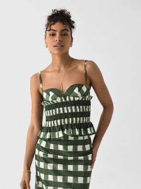 Clea NWOT Celeste Shirred top XS